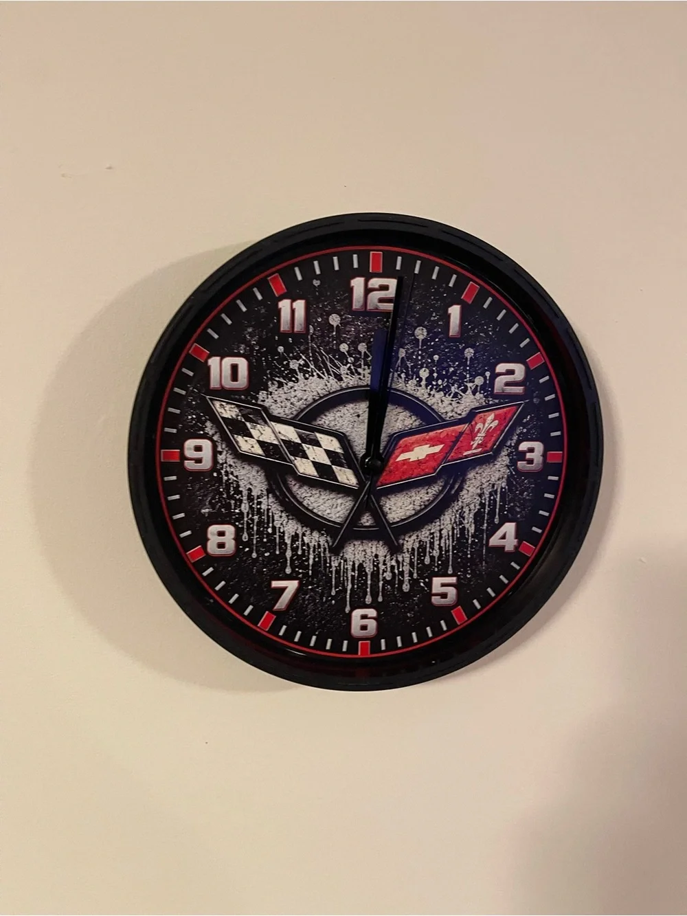 Black and Red Racing Emblem Wall Clock - Chevrolet-Inspired